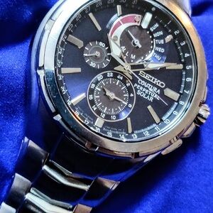 Seiko SSC375 Coutura Solar Perpetual Calendar Midnight Blue Men's Watch 45mm